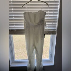 Lulu’s Beloved Bliss Ivory Strapless Slim Leg Bow Jumpsuit